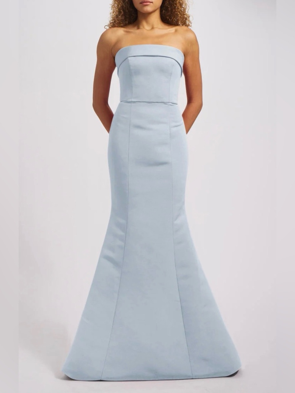 Strapless Light Blue Mermaid Evening Dress Gown / Black Tie / Bridesmaid